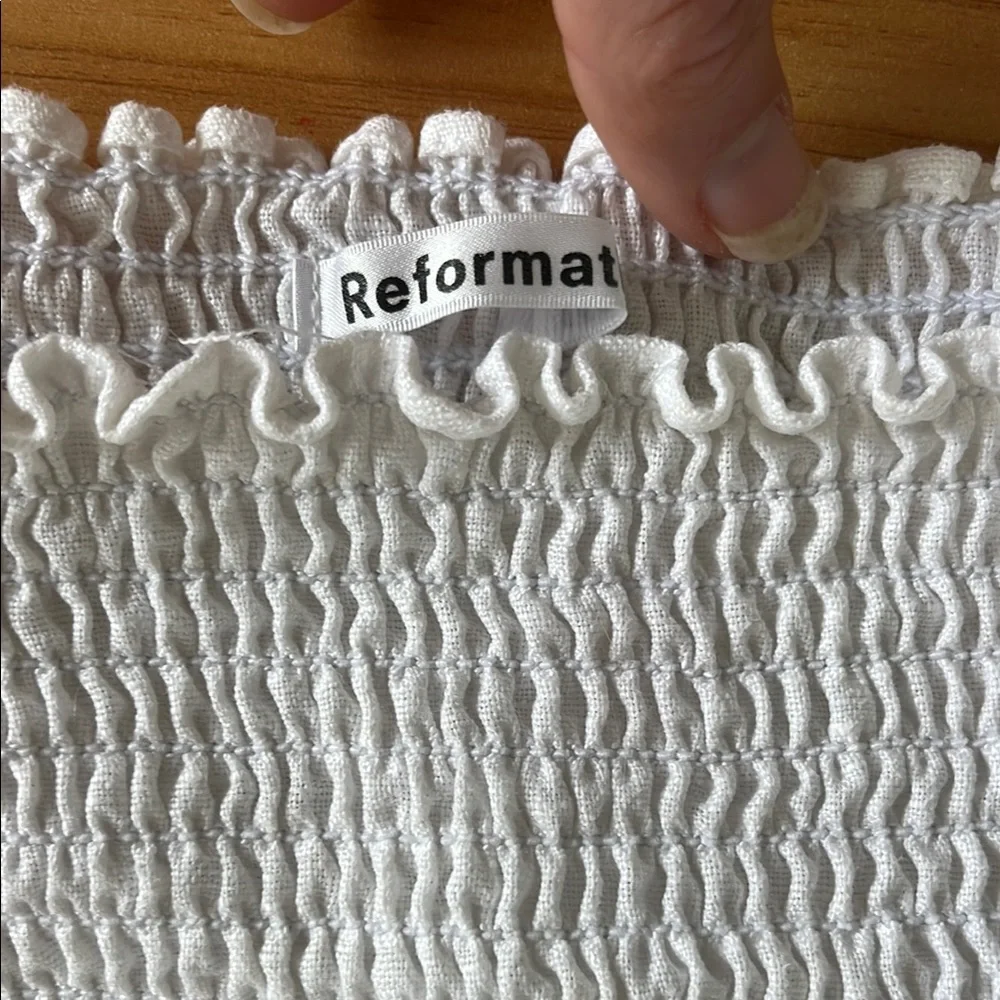 White Smocked Puff Sleeve Blouse - Picture 2 of 2